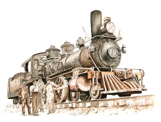 564x428 Old Steam Trains Pencil Drawings