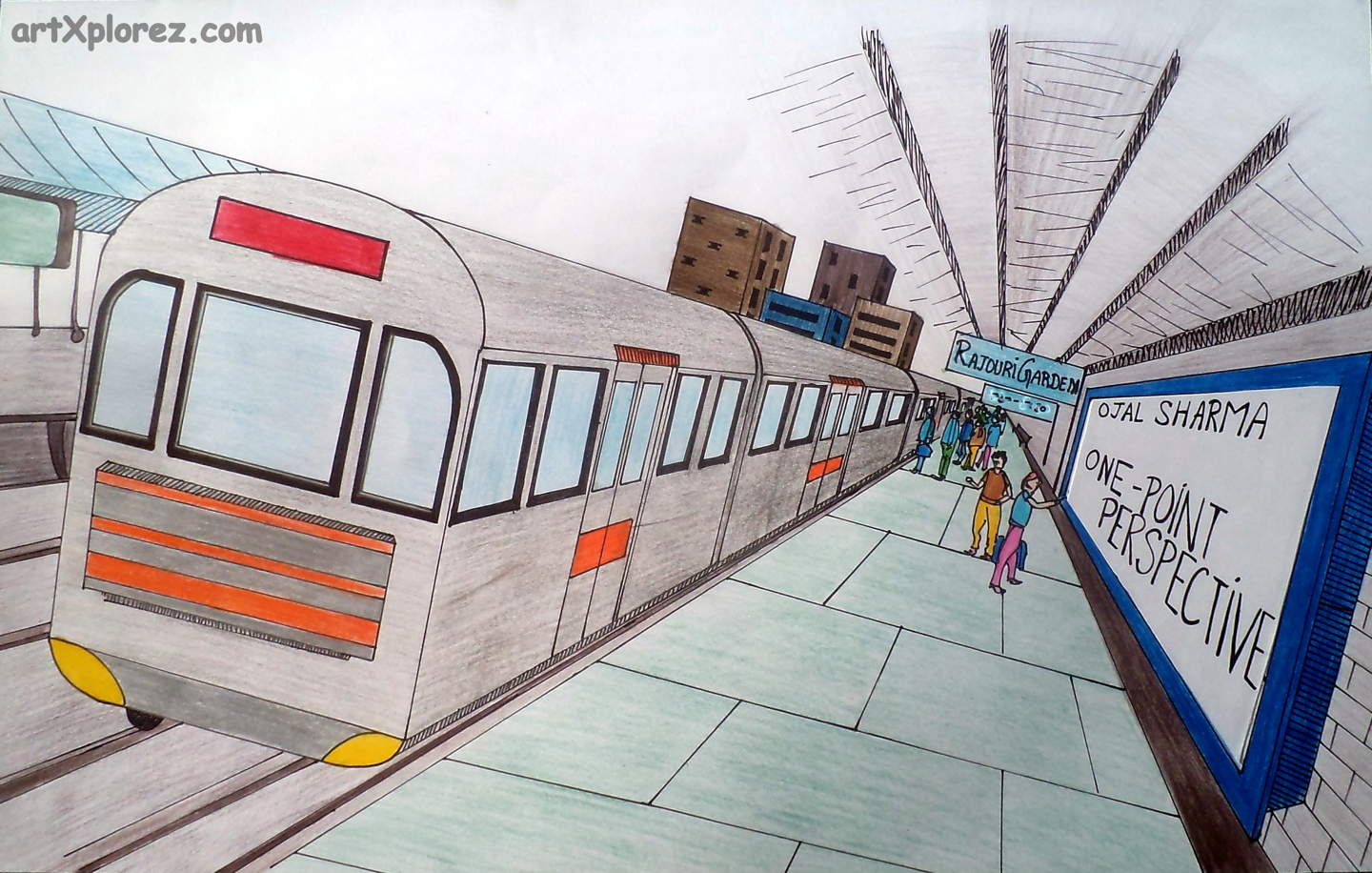 Train Perspective Drawing at GetDrawings | Free download
