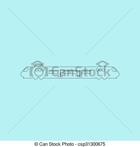 450x470 Suburban Electric Train. Simple Outline Flat Vector Icon