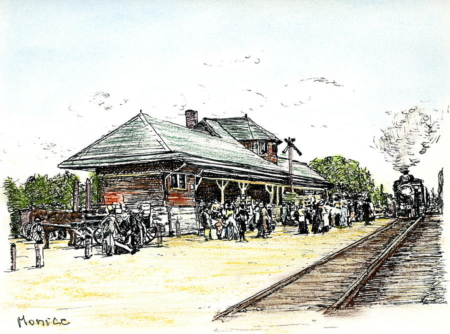 900x668 Train Station Color Drawing By Monica Cohen
