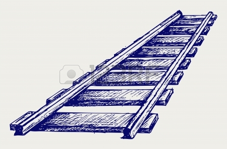 450x297 Endless Train Track. Perspective View Of Straight Train Track