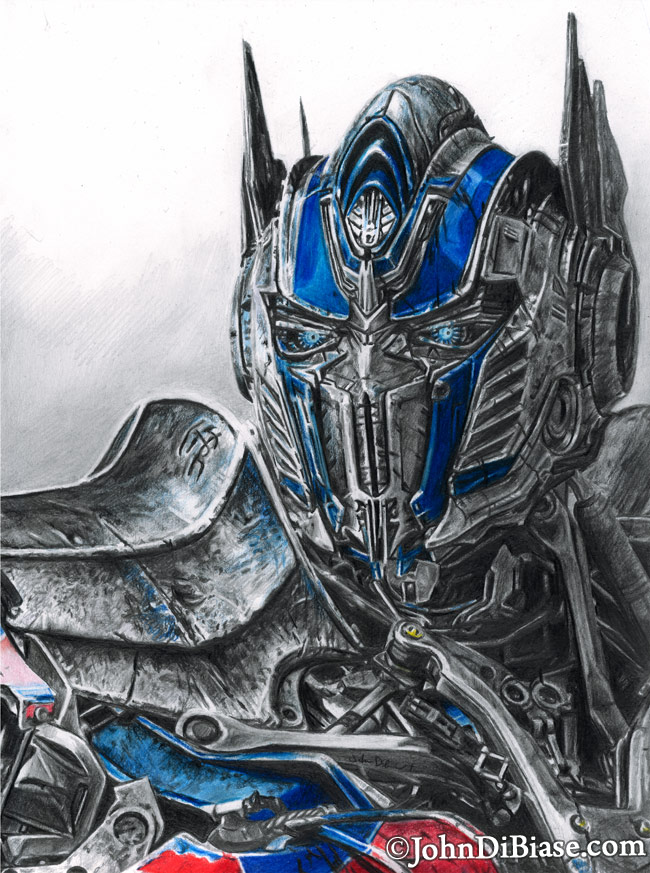 650x873 Prismacolor, Graphite Pencil Drawing Of Optimus Prime