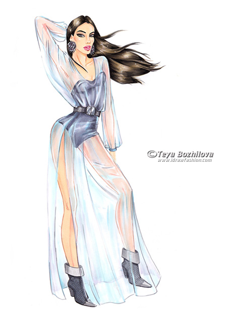 450x617 How To Draw Chiffon I Draw Fashion