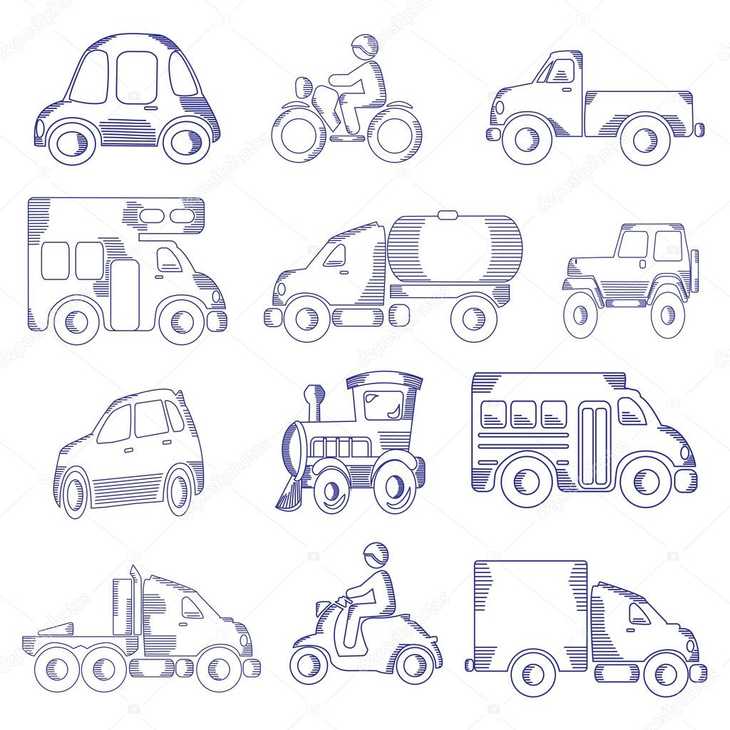 1024x1024 Sketching Of Transportation Icons Stock Vector Candystripe