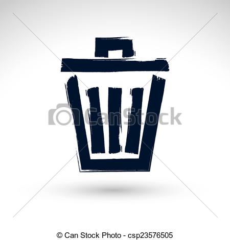 450x470 Hand Painted Simple Vector Trash Can Icon Isolated On White