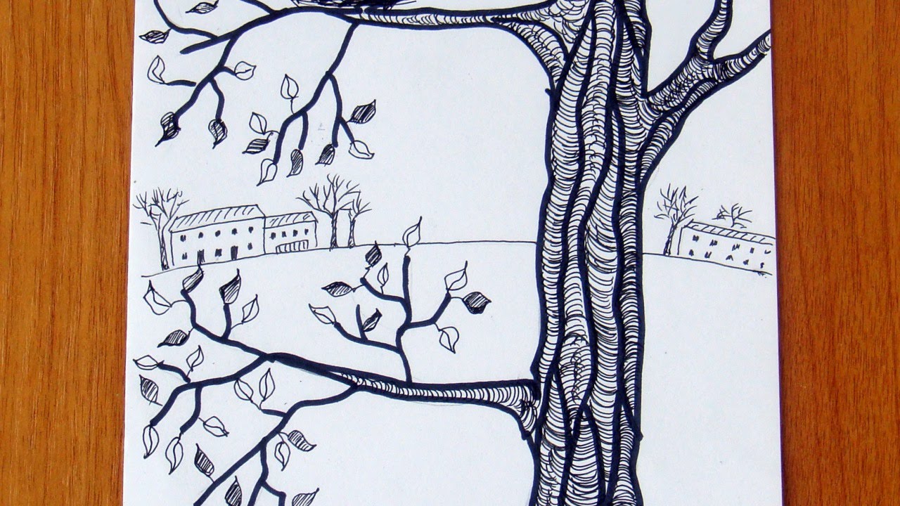 1280x720 Draw A Tree With A Bird's Nest