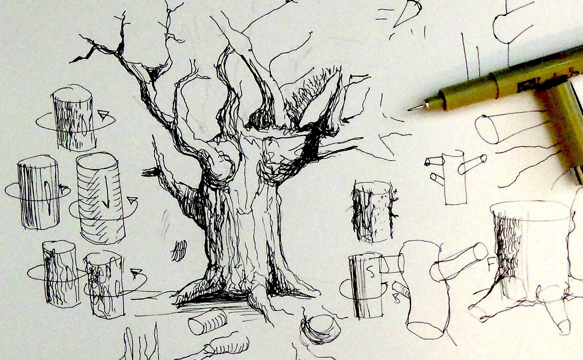 1907x1179 Pen Amp Ink Drawing Tutorials How To Draw Tree Trunks Amp Branches