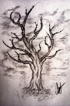 236x354 Whimsical Abstract Girl And Tree Charcoal Drawing By Froofroobird