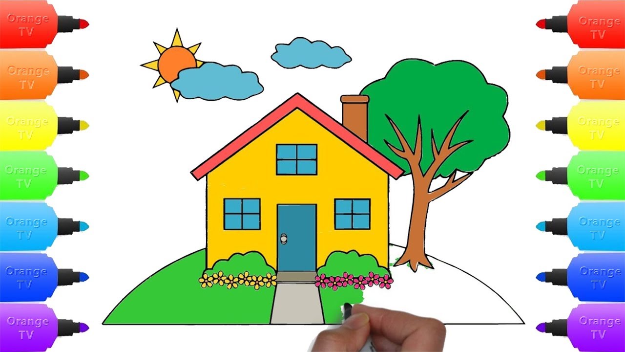 1280x720 How To Draw Country House For Kids
