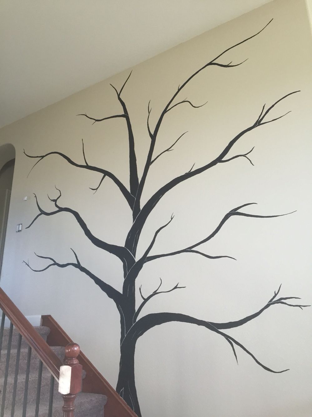 1000x1334 We Painted This Huge Tree On Our Wall Going Up The Stairs. We Plan