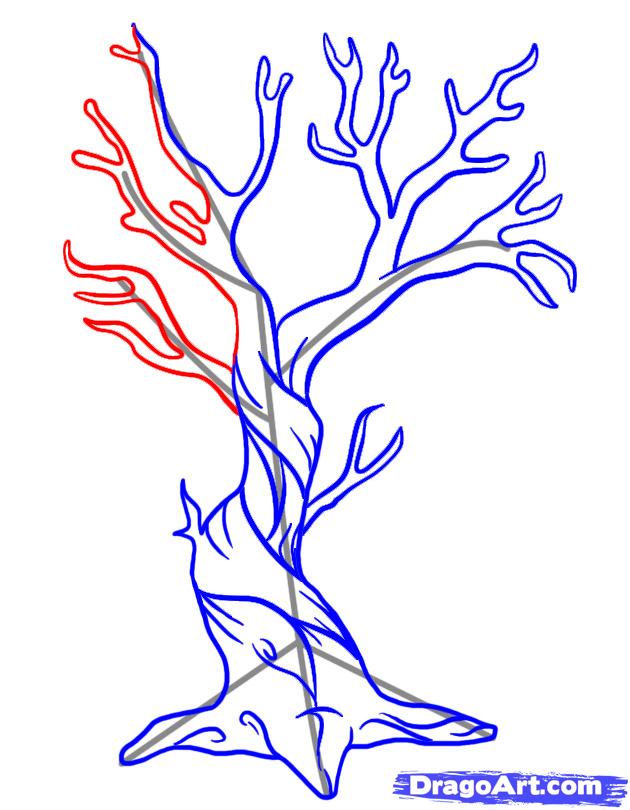 630x810 How To Draw A Dead Tree Step 6 Diy Draw, Drawing
