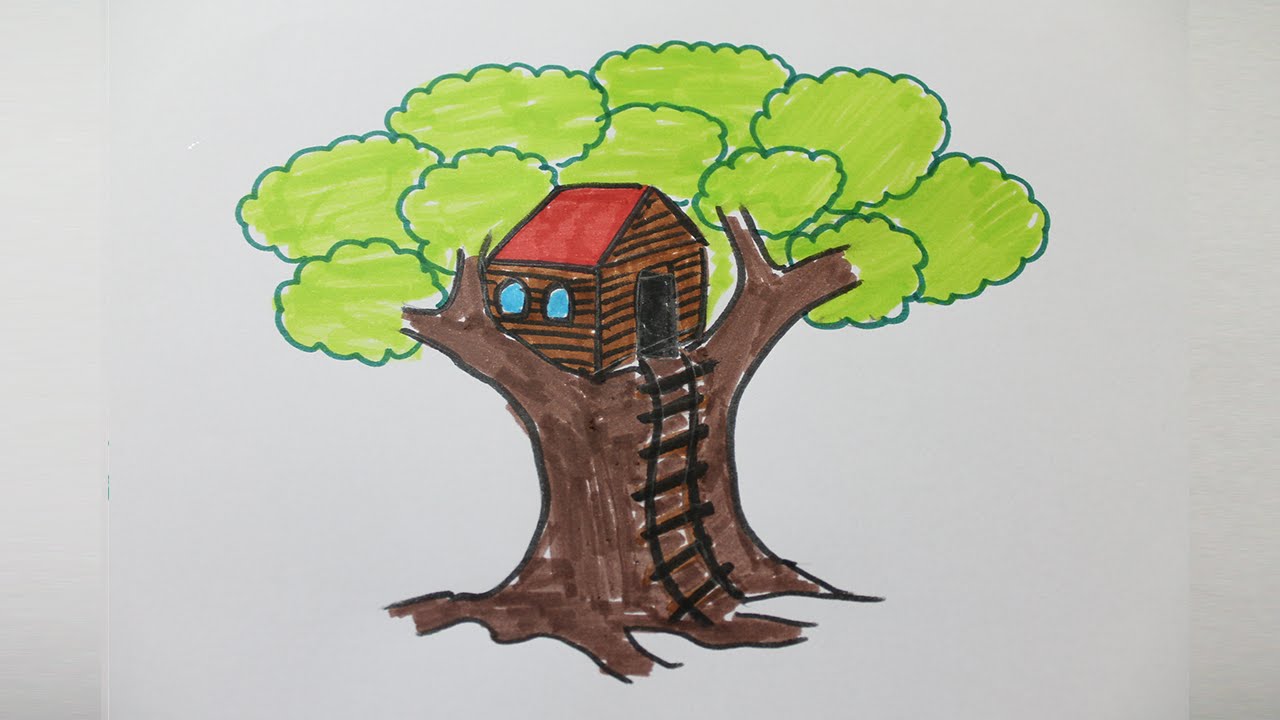 1280x720 How To Draw A Treehouse Step By Step