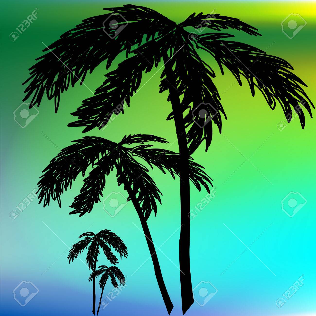1300x1300 Palm Shadow, Drawing By Hand, Night Sky, Vector Royalty Free