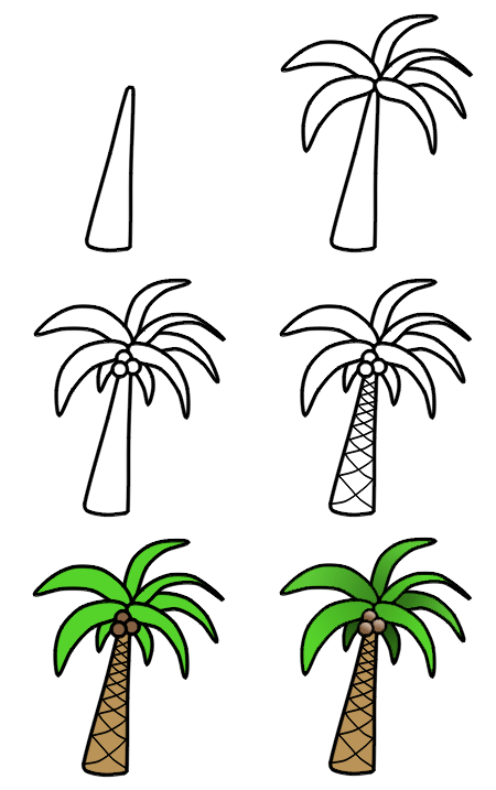 450x717 How To Draw Palm Trees Palm, Cartoon And Nice