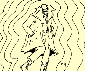 300x250 Man Wearing Awesome Trench Coat. ) (Drawing By Cquin)