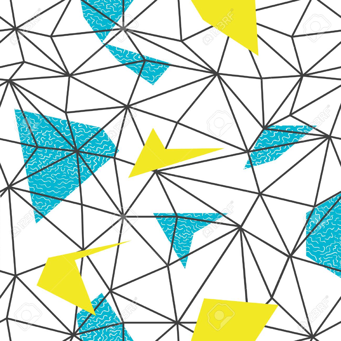 1300x1300 Triangles Wire Frame Seamless Repeat Pattern. Triangular Facets