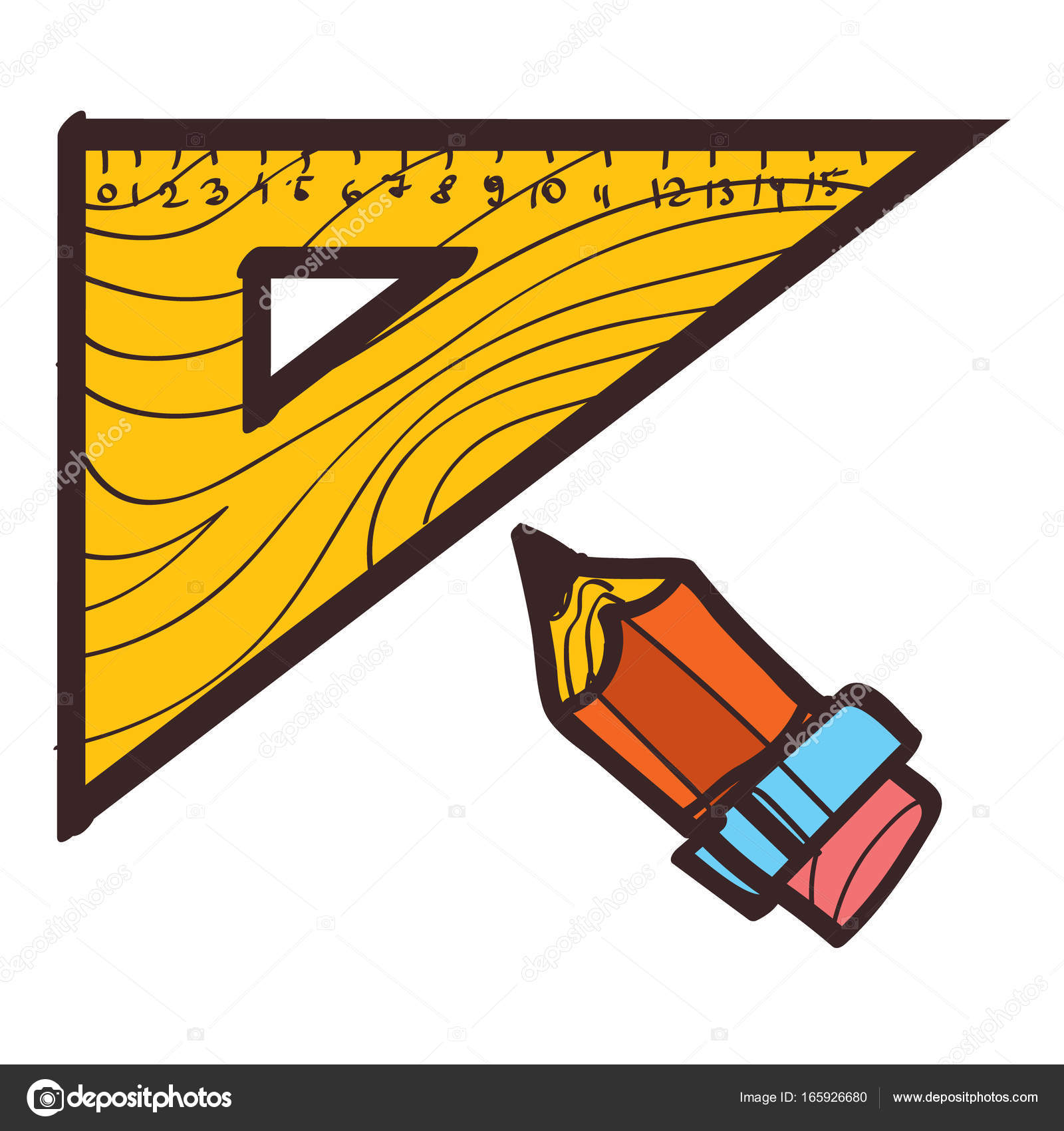 1600x1700 Triangular Ruler And Pencil Drawing Stock Vector Filkusto
