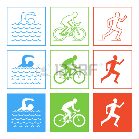 450x450 Colored Pencil Drawing Of The Logo Triathlon. Figures Triathletes