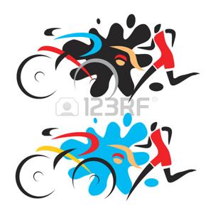 300x300 Triathlon Race. Abstract Stylized Drawing Of Three Triathlon