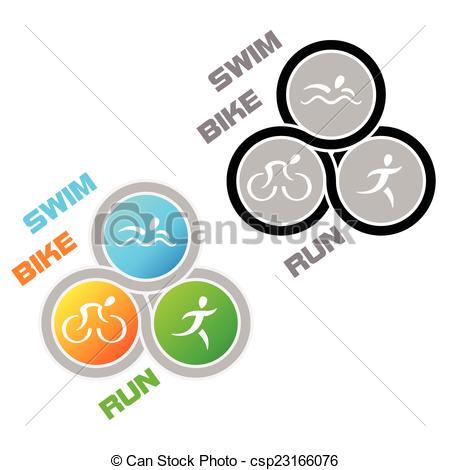450x470 Triathlon Symbol. Color And Colorless Symbol For Triathlon Vectors