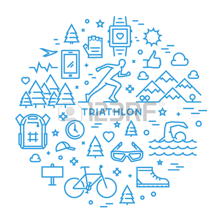 450x450 Vector Stylish For Triathlon. Modern Set Silhouettes