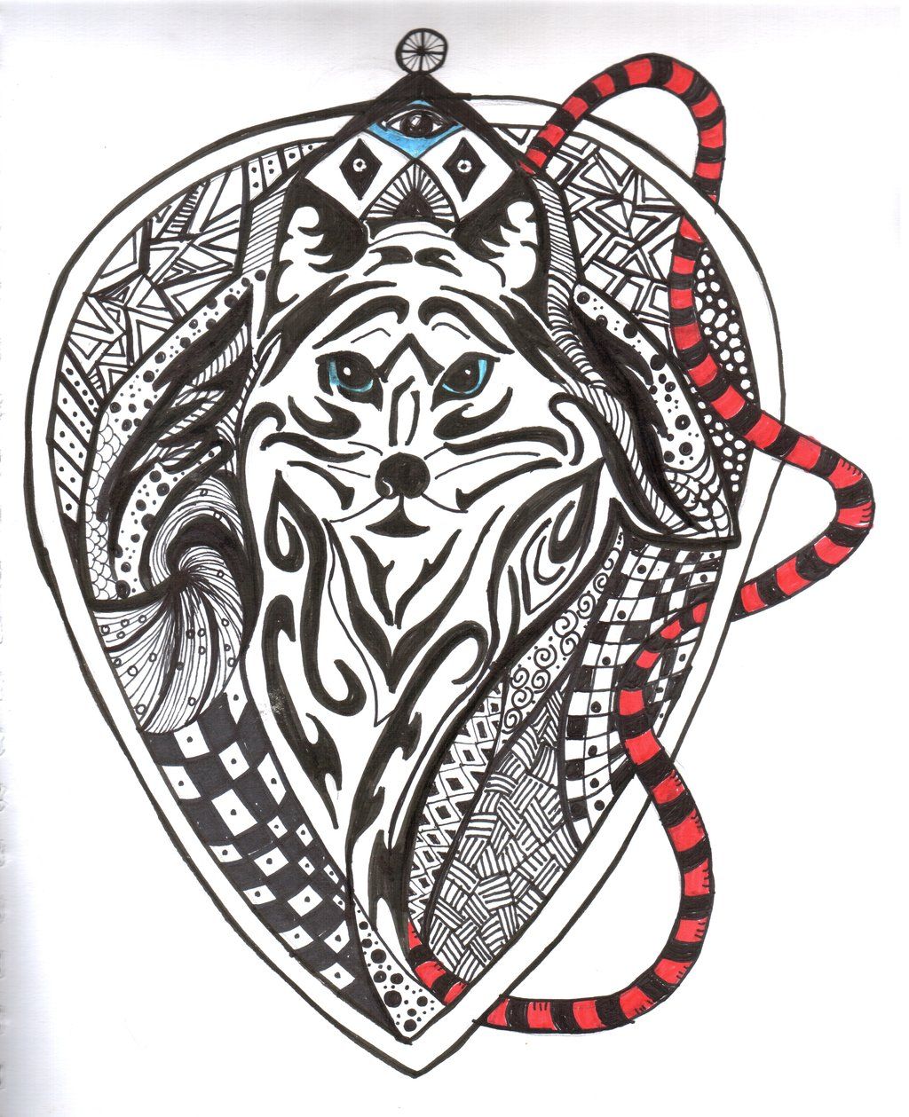 1024x1259 Zentangled Animals Tribal Zentangle Fox By Lindeahl Art Attack