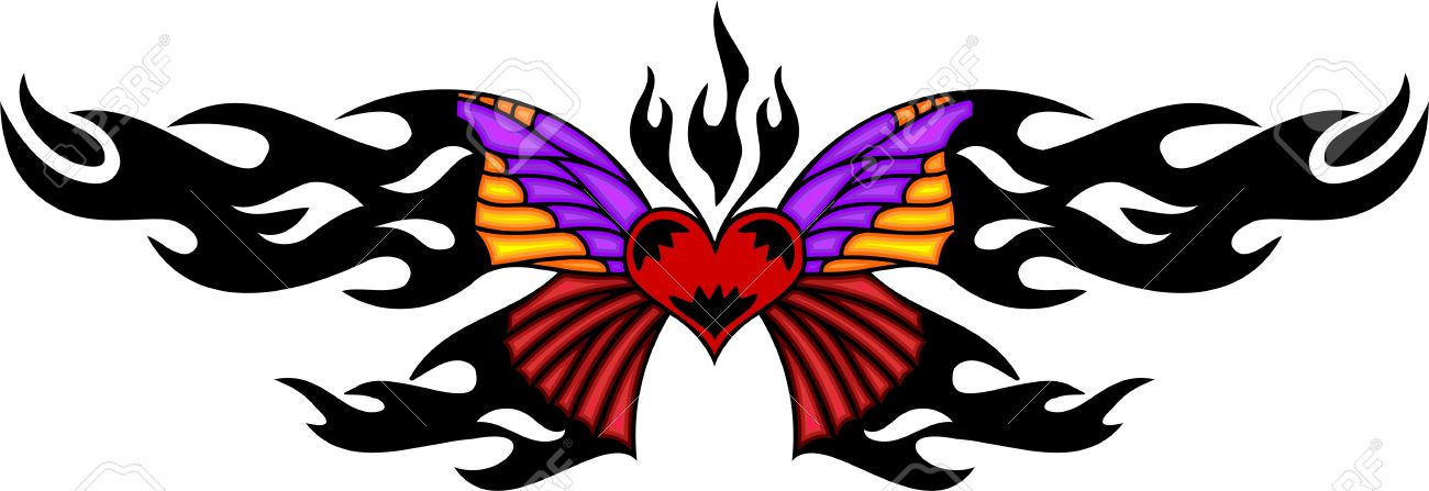 1300x447 The Beautiful Butterfly In The Centre Of Black Fiery Drawing