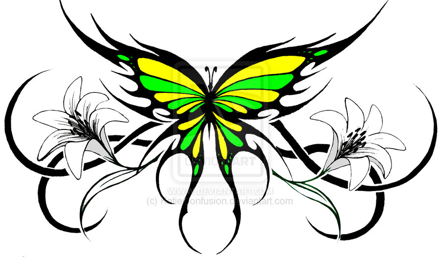 900x526 Tribal Flower Tattoos Tribal Butterfly 2 By ~katieconfusion