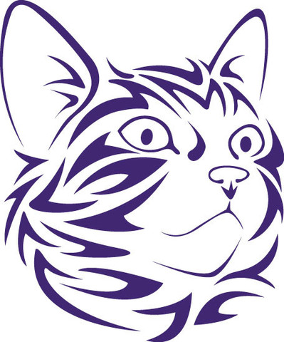 399x480 Tribal Cat Face Looking Right Vinyl Decal Silhouette, Stenciling