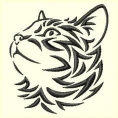 236x236 Tribal Cat Machine Embroidery Design Embroidery Designs
