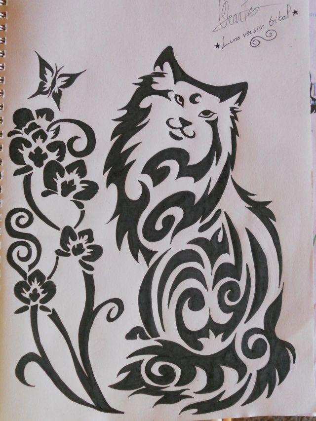 640x853 Dessin De Chat Tribal