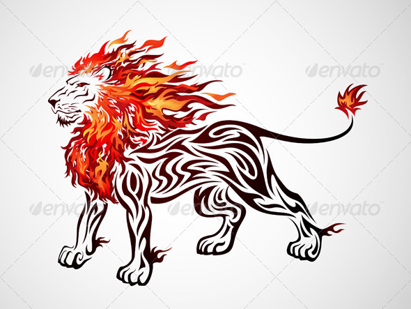 590x443 Tribal Flame Lion By Kuzzie Graphicriver