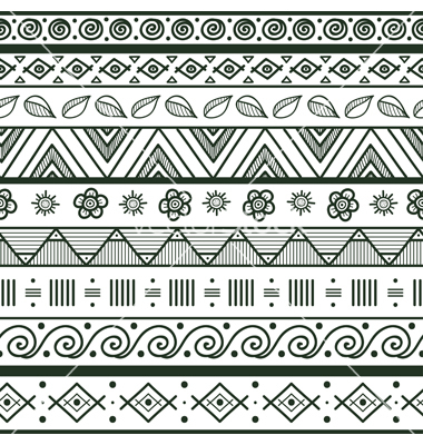 380x400 Tribal Striped Hand Drawn Seamless Pattern Vector Art