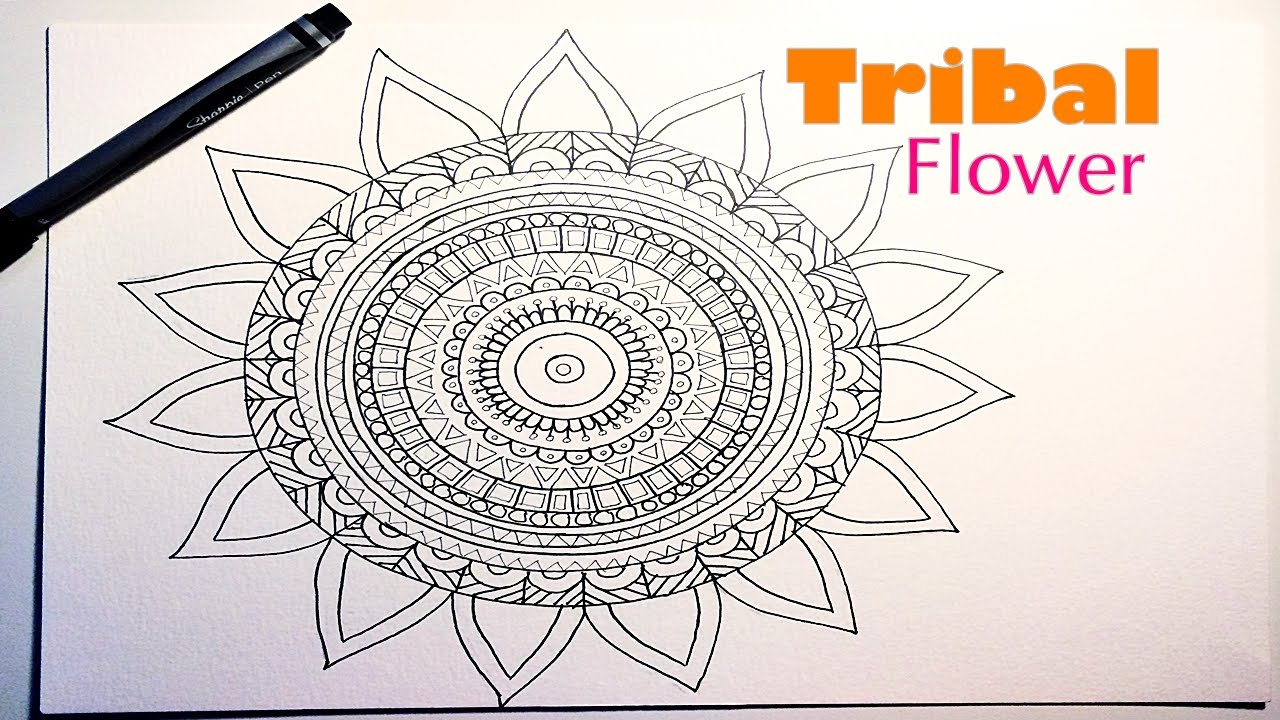 1280x720 Tribal Print Drawings Draw A Tribalaztec Mandala Flower
