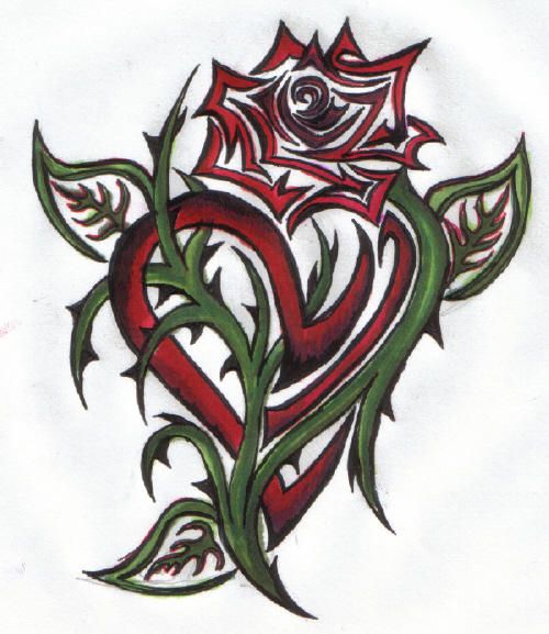 500x577 Sort Sorts Tattoo Tribal Rose Tattoo 2 Tats