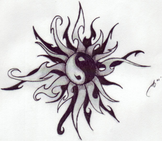 619x537 Yin Yang Tribal Tattoo