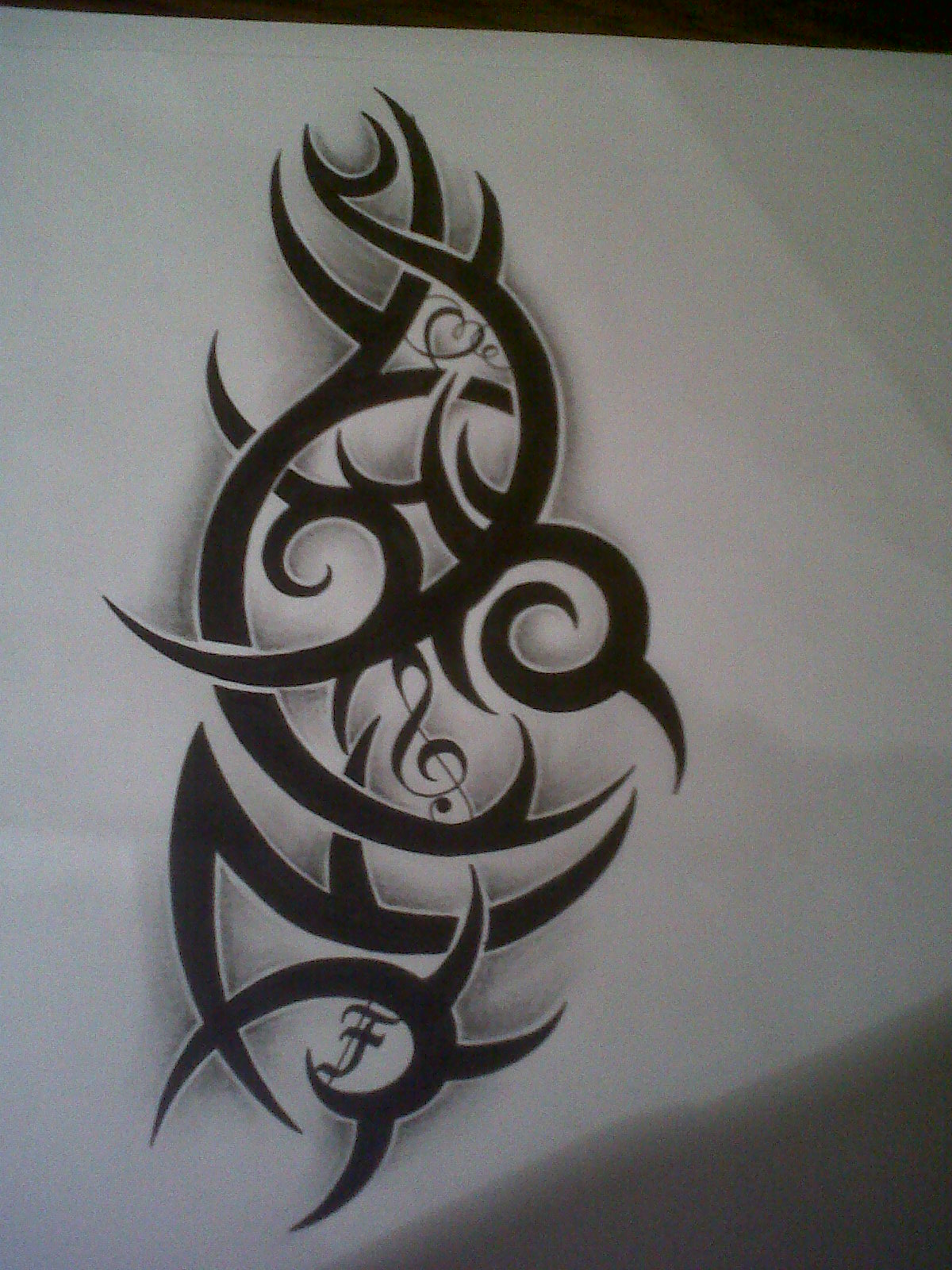 1200x1600 Tribal Tattoo Design With Music Note By Tattoosuzette.