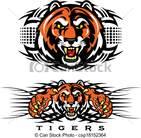 450x440 Tribal Tiger Design Clip Art Vector