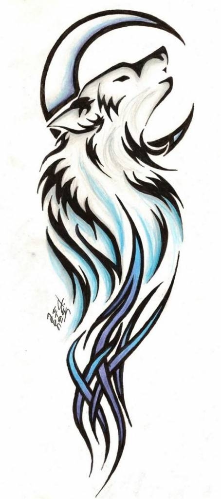 454x1024 Moon And Tribal Wolf Tattoo Design Within Stylish Tribal Wolf