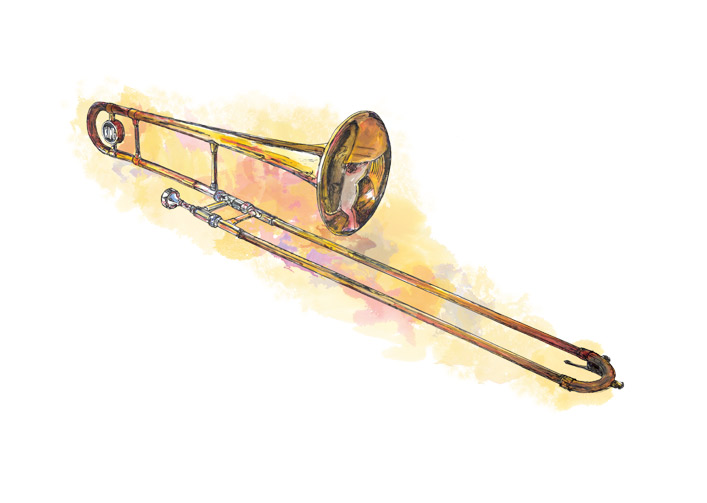 707x503 Pin By Nate Clark On Other Ink Drawings, Trombone