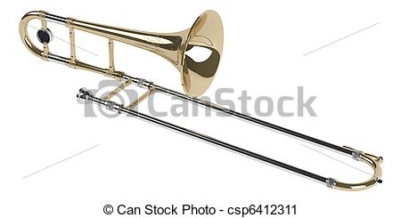 450x245 Trombone Isolated On White Background Clipart