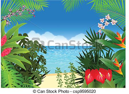 450x329 Vector Illustration Of Tropical Beach Background Vector Clipart