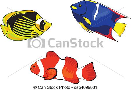 450x311 Tropical Fish Illustrations On White Background Vector Clip Art