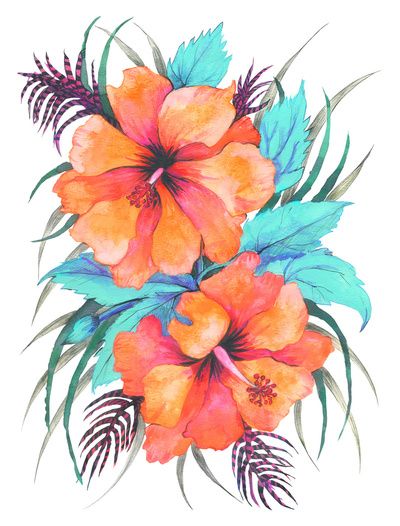400x526 Tropical Flower {Orange Hibiscus} Art Print Designs