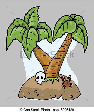 394x470 Tiny Tropical Island Vector. Drawing Art Of Cartoon Tropical