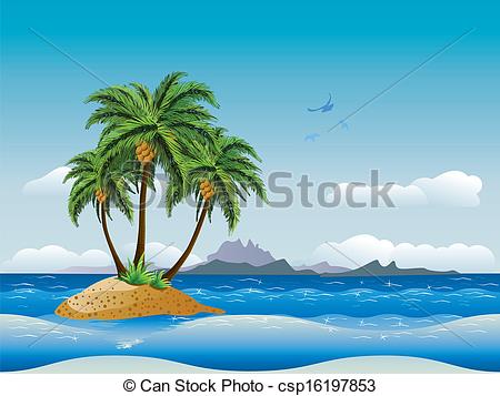 450x357 Tropical Island In The Ocean. A Tropical Island With Palm