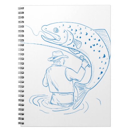 422x422 Fly Fisherman Trout Fishing Drawing Notebook