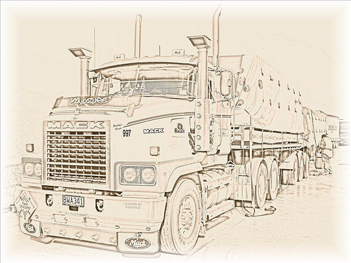 500x375 Mack Classic Truck Drawings