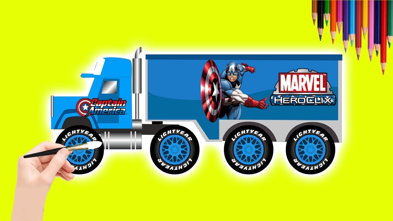 1280x720 How To Drawing Captian America Cars Truck For Children