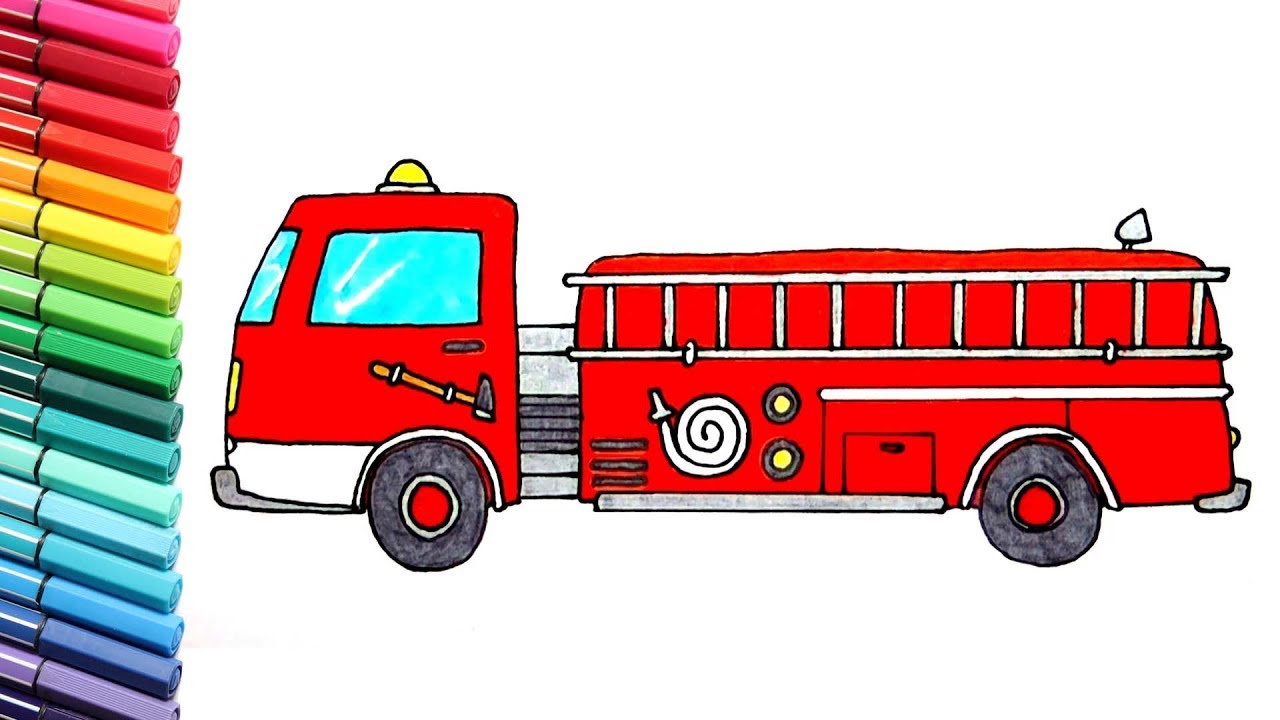 1280x720 Drawing And Coloring Fire Truck And Police Car